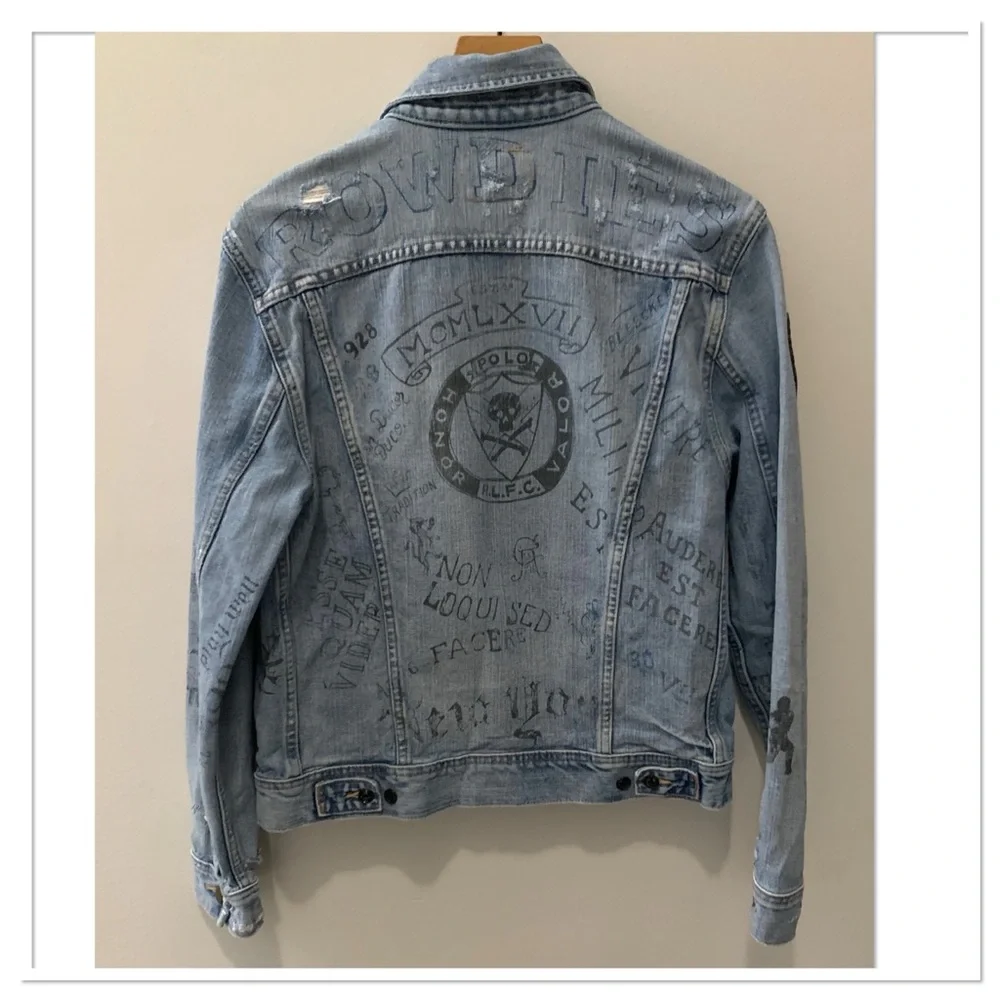 Polo Ralph Lauren Graffiti Print Patch Jean Jacket Size Medium - Picture 7 of 13